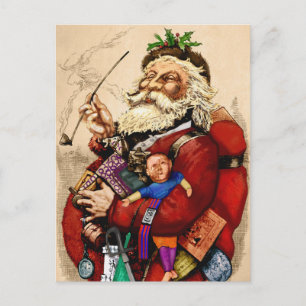 Weihnachten, Viktorianischer Weihnachtsmann Pipe T Postkarte