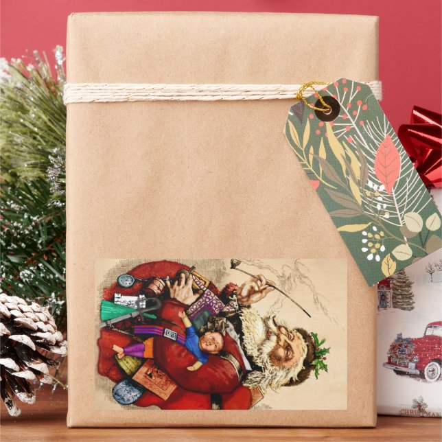 Weihnachten, Viktorianischer Weihnachtsmann Pipe T Rechteckiger Aufkleber (Feiertag)