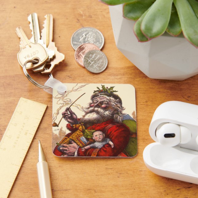 Weihnachten, Viktorianischer Weihnachtsmann Pipe T Schlüsselanhänger (Schreibtisch)