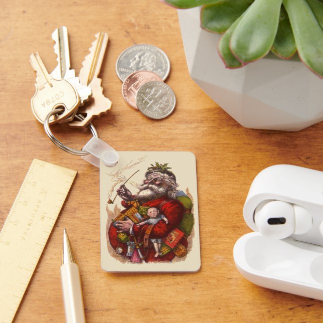 Weihnachten, Viktorianischer Weihnachtsmann Pipe T Schlüsselanhänger (Schreibtisch)