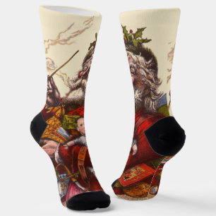 Weihnachten, Viktorianischer Weihnachtsmann Pipe T Socken