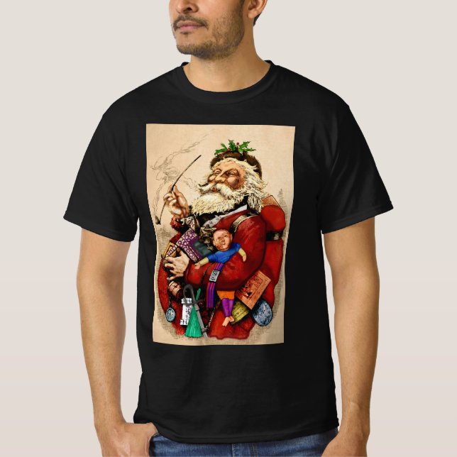 Weihnachten, Viktorianischer Weihnachtsmann Pipe T T-Shirt (Vorderseite)