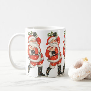 Weihnachten Viktorianischer Weihnachtsmann Skater Kaffeetasse
