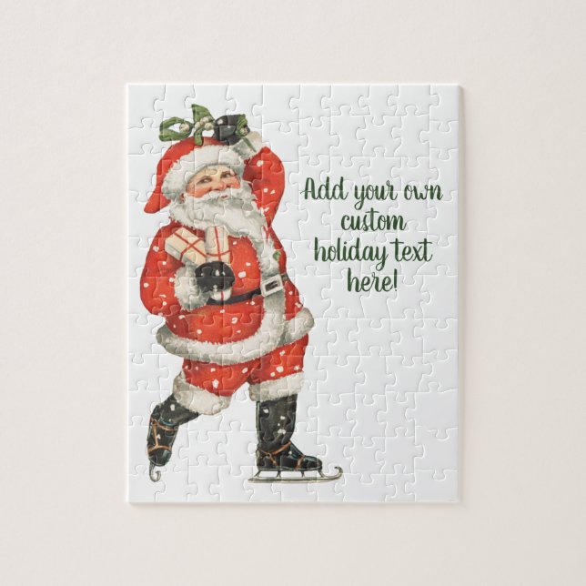 Weihnachten Viktorianischer Weihnachtsmann Skater Puzzle (Vertikal)