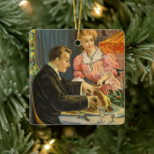 Weihnachten, Viktorianisches Familienessen Keramikornament