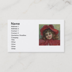 Weihnachten viktorianisches Kind roter Hut Mädchen Visitenkarte