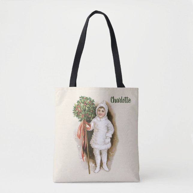 Weihnachten, Viktorianisches Mädchen mit Holly (Vorderseite)