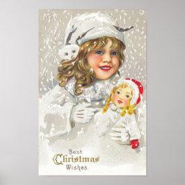 Weihnachten Viktorianisches Mädchen mit Puppe im S Poster