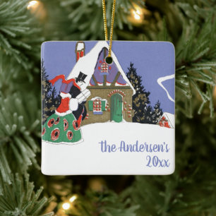 Weihnachten, Viktorianisches Paar Auf dem Weg ins  Keramikornament