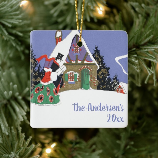 Weihnachten, Viktorianisches Paar Auf dem Weg ins  Keramikornament (Baum)