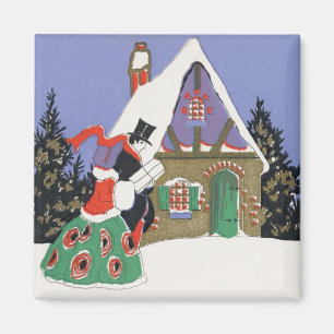 Weihnachten, Viktorianisches Paar Auf dem Weg ins  Magnet