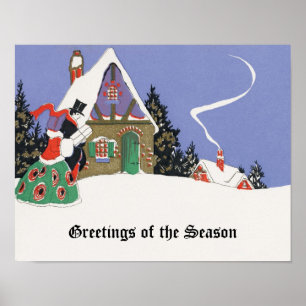 Weihnachten, Viktorianisches Paar Auf dem Weg ins  Poster