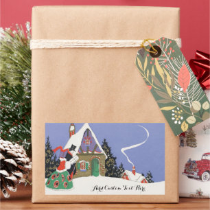 Weihnachten, Viktorianisches Paar Auf dem Weg ins  Rechteckiger Aufkleber