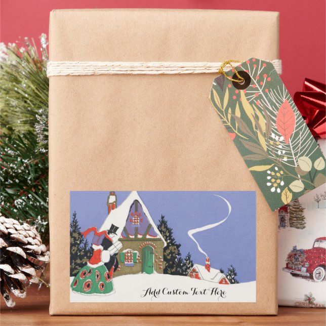 Weihnachten, Viktorianisches Paar Auf dem Weg ins  Rechteckiger Aufkleber (Feiertag)