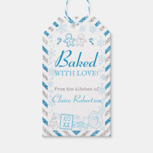 Weihnachten Vintag gebacken mit Liebe Glitzer Geschenkanhänger