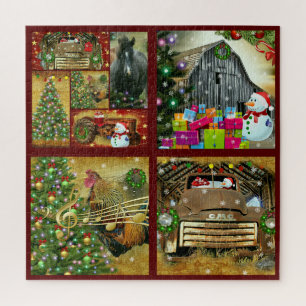 Weihnachten Vintag GMC Pferde Rustikaler Stall Fro Puzzle