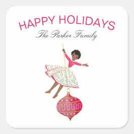 Weihnachten Vintag Retro Girl Swinging Quadratischer Aufkleber