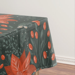 Weihnachten Vintag Rote Grüne Berge Poinsettia Tischdecke