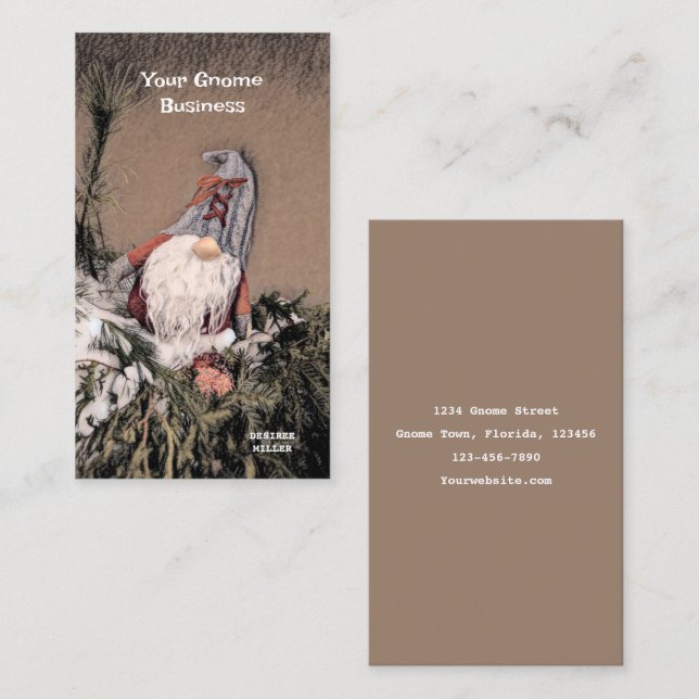 Weihnachten Vintag Sepia Sketch Rustikaler Gnome Visitenkarte (Vorne/Hinten)