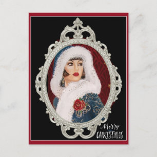 Weihnachten Vintage Art Deco Elegante Frau Postkar Postkarte