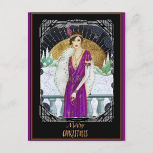 Weihnachten Vintage Art Deco Retro Dame Postkarte