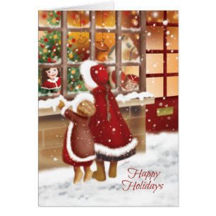 Weihnachten. Vintage Art-Kinder, die im
