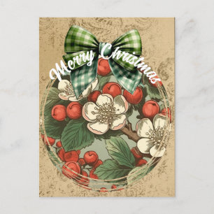 Weihnachten Vintage Blumen und Beeren Collage Postkarte