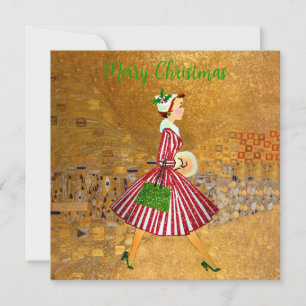Weihnachten Vintage Dame Gold