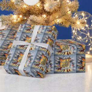 Weihnachten Vintage-Fliesen-Szene-Party-Verpackung Geschenkpapier