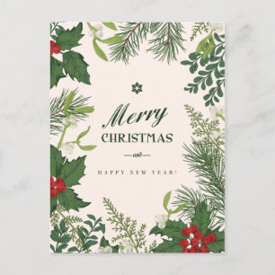 Weihnachten Vintage Floral Foto-Feiertagskarte