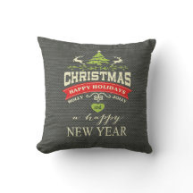 Weihnachten Vintage Hirsch Wortkunst Jute | grau