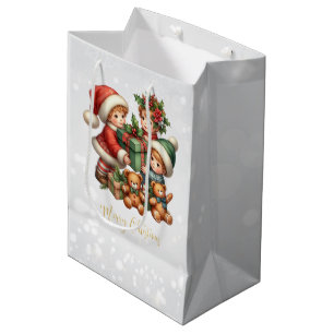 Weihnachten Vintage Kinder Geschenke Frohe Weihnac Mittlere Geschenktüte