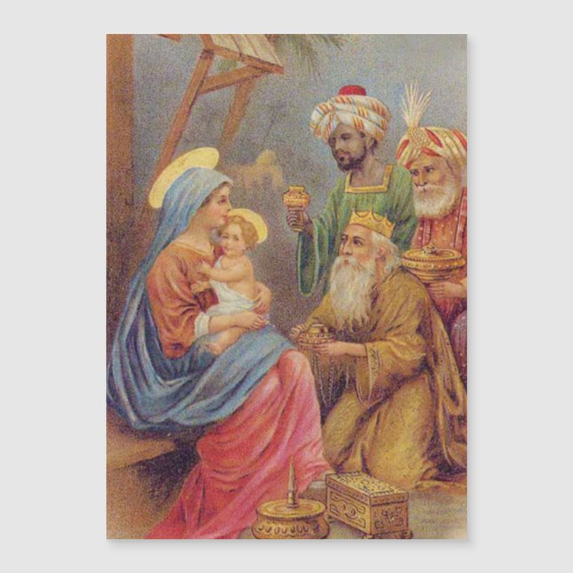 Weihnachten Vintage Krippe Jesus Illustration Magnetkarte (Vorderseite)