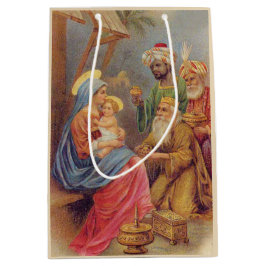Weihnachten Vintage Krippe Jesus Illustration Mittlere Geschenktüte