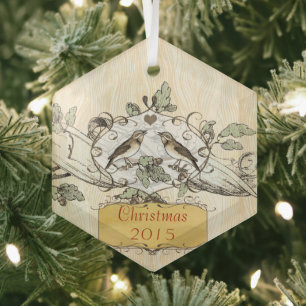 Weihnachten Vintage Liebesvögel Ornament Aus Glas
