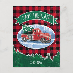 Weihnachten Vintage-Lieferwagen Save The Date Ankündigungspostkarte