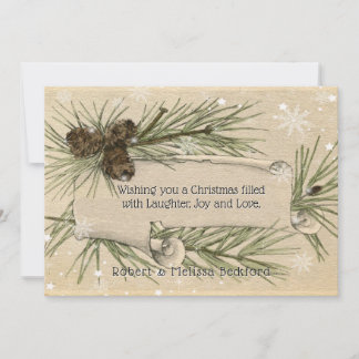 Weihnachten VIntage-Papierrolle Schneeflocken Pini Mitteilungskarte