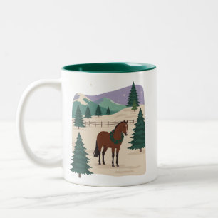 Weihnachten Vintage-Pferd 90er Stil Retro-Christba Zweifarbige Tasse