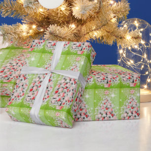 Weihnachten Vintage Retro Rosa Rote Bäume Geschenkpapier