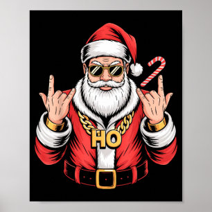 Weihnachten Vintage Santa Ho Ho Kette Retro Xmas R Poster