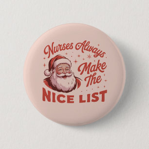 Weihnachten Vintage Santa Krankenschwestern stehen Button
