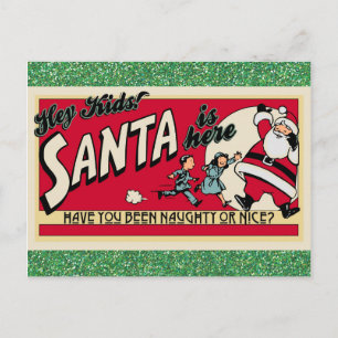 Weihnachten Vintage Santa Naughty Or Nice Postkarte