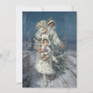 Weihnachten Vintage-Santa und Engel in Weiß