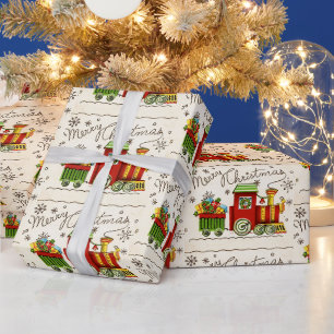 Weihnachten Vintage Santa Zug Geschenk Retro Gesch Geschenkpapier