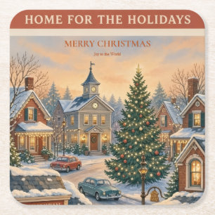 Weihnachten, Vintage Storybook Main Street Holiday Rechteckiger Pappuntersetzer