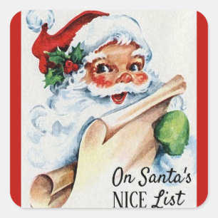Weihnachten Vintage Weihnachtsmann Gute Liste Quadratischer Aufkleber