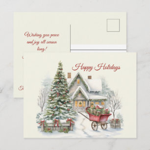 Weihnachten Vintage Winter Szene Frohe Feiertage Postkarte