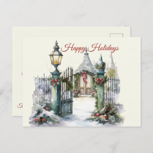 Weihnachten Vintage Winterlandschaft glückliche Fe Postkarte