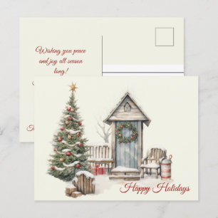 Weihnachten Vintage Winterlandschaft glückliche Fe Postkarte