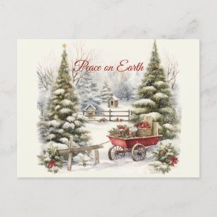Weihnachten Vintage Winterlandschaft Postkarte